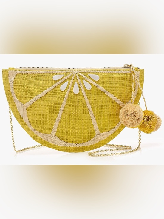 Kayu Handbags - Bloomingdale’s Kayu raffia Yellow Lemon Slice Clutch crossbody
